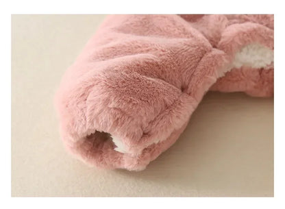 Baby Rompers Winter Warm Coral Fleece Newborn Baby Girl Clothes Cartoon Rabbit Coats Infant Jumpsuit Animal Overalls Pajamas