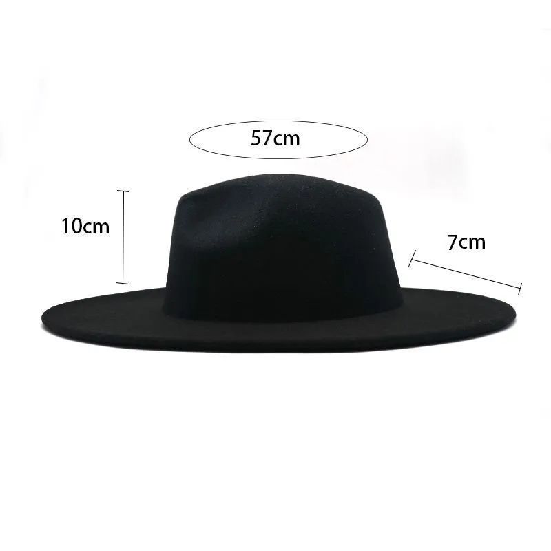 Chapéu Fedora de Feltro de Lã Novo para Mulheres e Homens, Elegante para Outono Inverno, Chapéus de Inverno para Senhoras e Cavalheiros, Casamento, Igreja, Jazz, 55-60CM Gorros