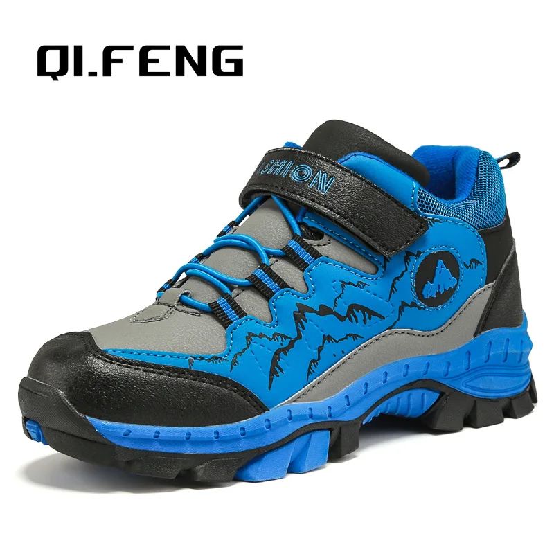 Winter Hiking Shoes Boy Kids Snow Boots Teenagers Children Shoe Walking Climbing Sneakers Leather Waterproof Non-slip Sport Warm