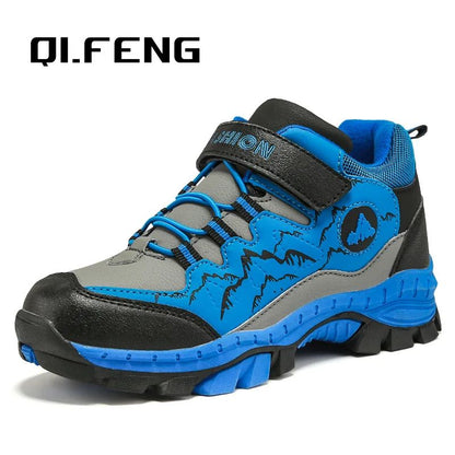 Winter Hiking Shoes Boy Kids Snow Boots Teenagers Children Shoe Walking Climbing Sneakers Leather Waterproof Non-slip Sport Warm
