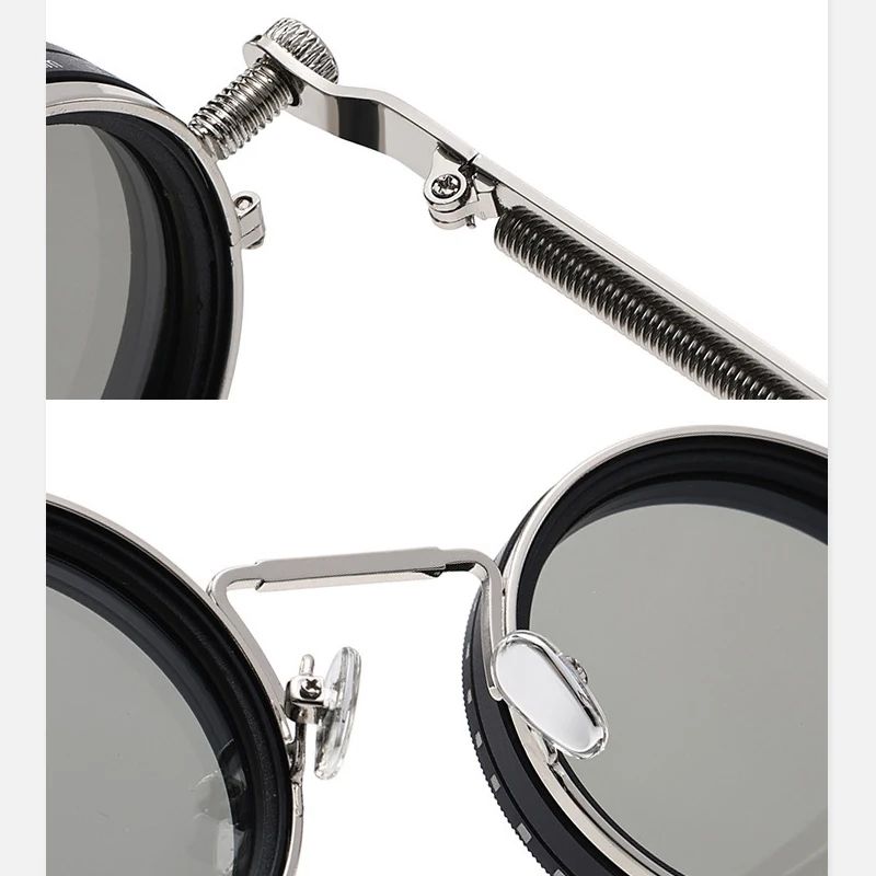 Polarized Round Sunglasses Men ND9 Adjustable Dimming Sun Glasses Women Retro Punk Fishing Eyeglasses Outdoor Shades UV400