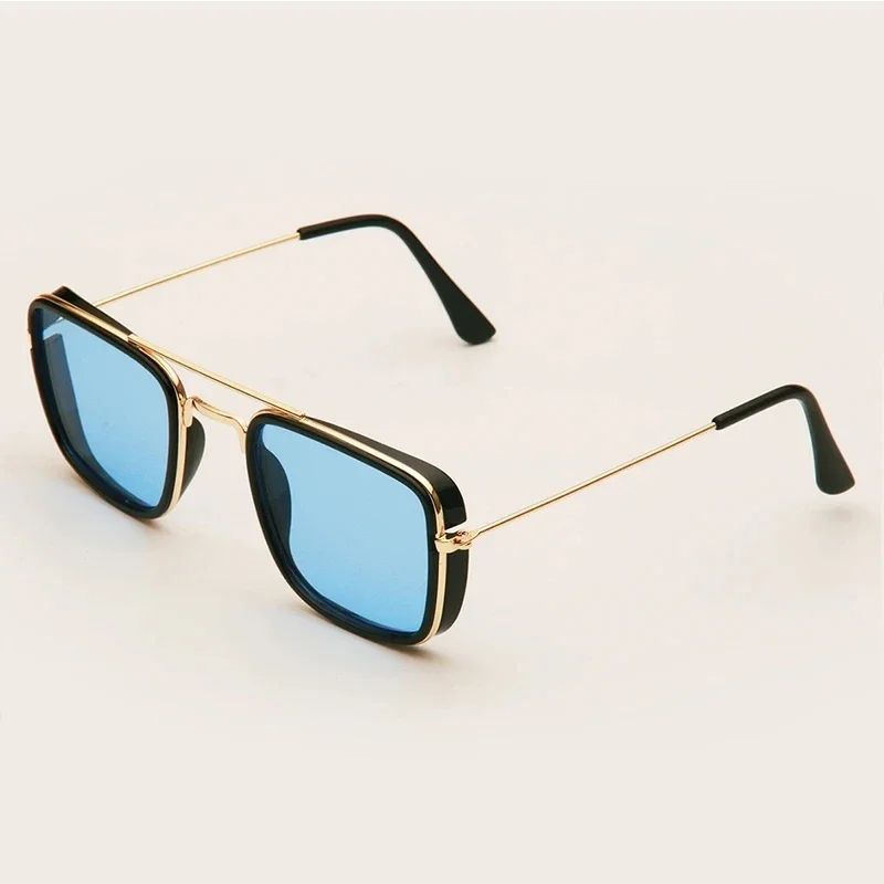 Iron Man Tony Stark Vintage Sunglasses Square Metal Frames Sun Glasses for Men And Women