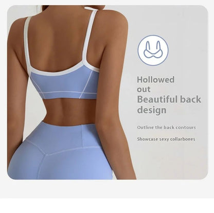 Yoga Sports Bra Color Clashing Shock Absorbing Brassiere Women Full Cup Breathable Gym Tube top Bra Yoga Workout Underwear