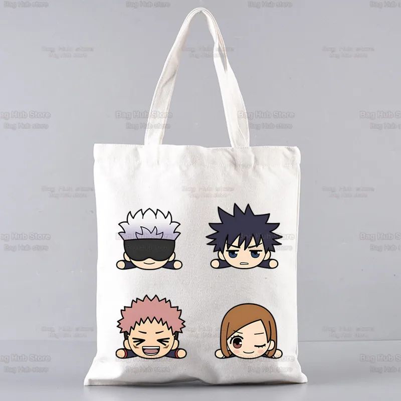 Gojo Satoru Jujutsu Kaisen Otaku Women Men Handbags Canvas Tote bags Reusable Cotton High capacity Shopping Bag