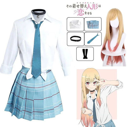 Anime My Dress Up Darling Kitagawa Marin Cosplay Costume Kitagawa Marin Cosplay Dresses School Uniform Wig Suit Girls Women