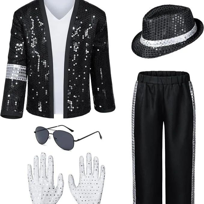Adult Women Men Pop Star Michael Jackson Cosplay Costume Wig Halloween Stage Performance Hip Hop Dance  Family Clothing 2026 80s