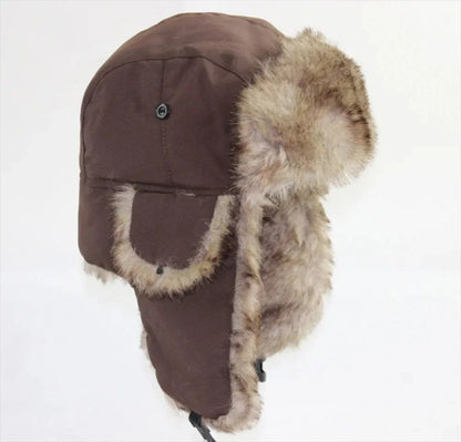 Unisex Warm Mens Women Trapper Cap Aviator Trooper Earflap Winter Flaps Ski Hat New Bomber Hats Russian Ski Hat Faux Fur Hats