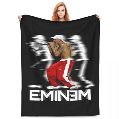 Eminem Inspired Coral Fleece Throw Blanket Super Soft Plush for Home Travel Bedding Air Conditioning  Summer Essential
