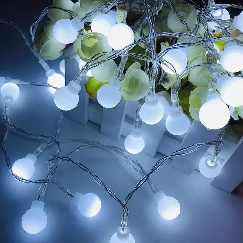 10/20/40/80/100LED Small White Ball String Lights USB/ Battery-powered Wreath Bedroom Wedding Camping Tent Christmas Decoration