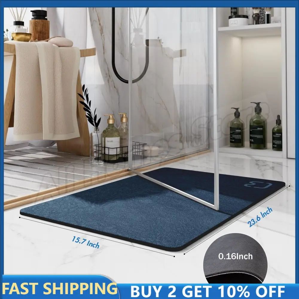 Tapete de Banho de Pedra Diatomácea Tapete de Banho de Terra Diatomácea Super Absorvente Antiderrapante 3,5MM de Espessura Tapete de Banho para Chão de Banheira