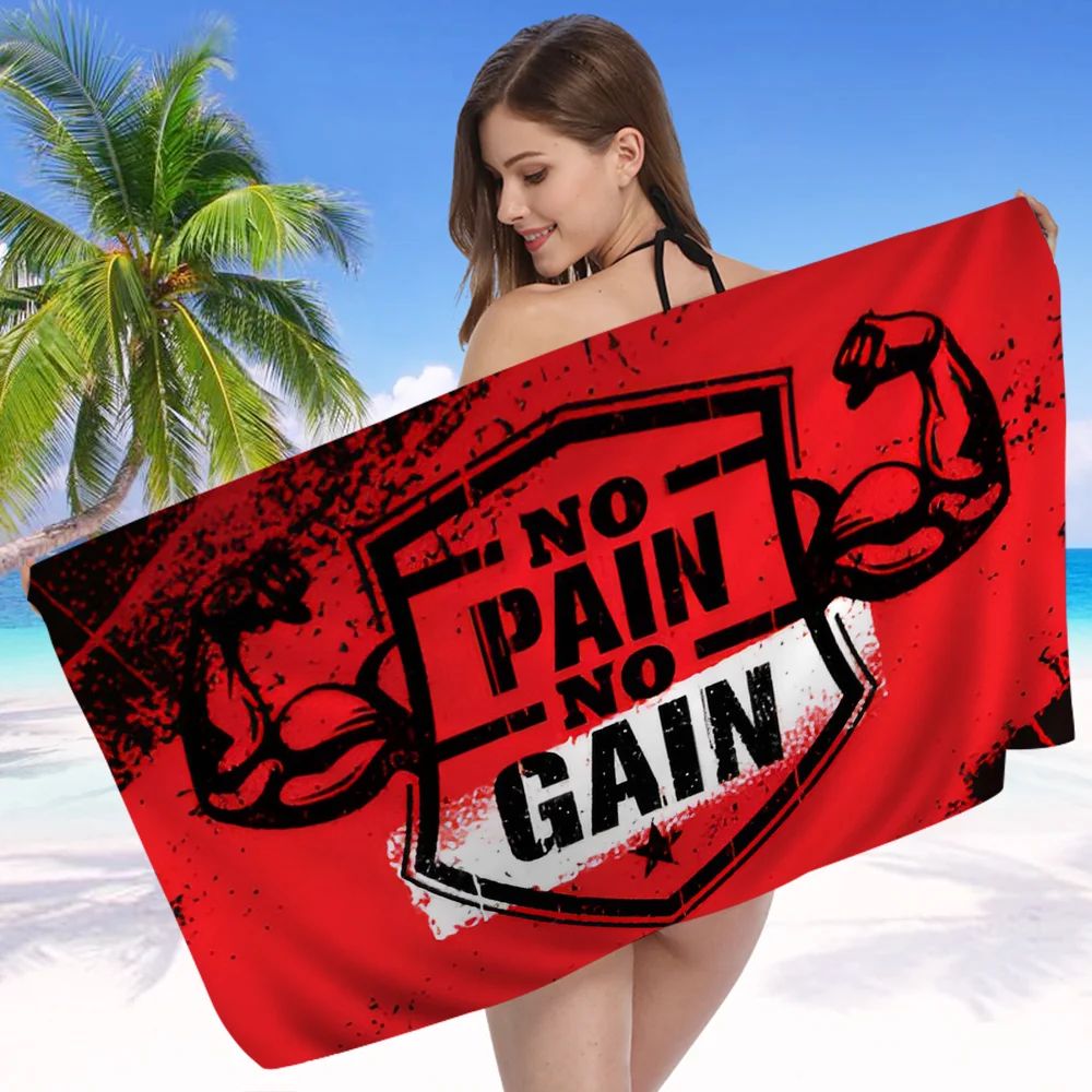 No Pain No Gain GYM Towel Microfiber Beach Towel Absorbent Quick dry Soft Yoga Swimming Resort Mountain Climbing Towel