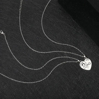 2 Colares para Casal com Pingente de Quebra-Cabeça de Coração "I Love You" com Chave e Cadeado para Namorados, Presente de Dia dos Namorados