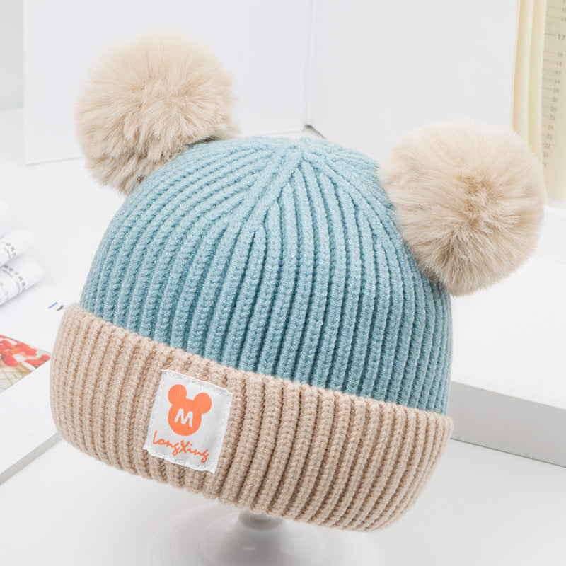 Touca de Crochê Infantil Disney Mickey Mouse Desenho Animado Anime Touca de Inverno Macia Quente para Bebê Menina Menino Dupla Camada