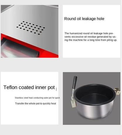 220V Commercial Popcorn Maker Machine, Large Capacity, Quick Heating, for Business Events and Parties