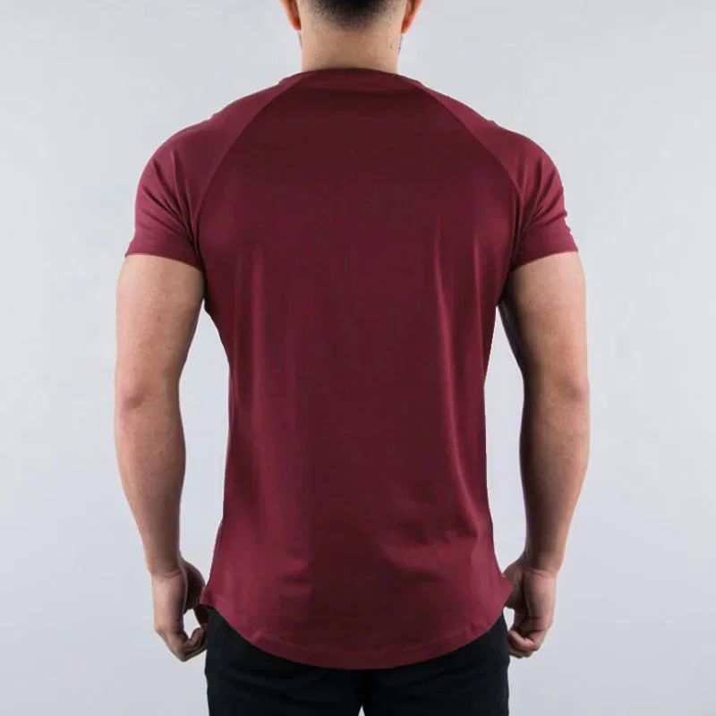 Plain Summer Cotton Breathable Short Sleeve Shirts Gym Sport Workout Muscle Running T-shirts Mens Bodybuilding Fitness Clothing