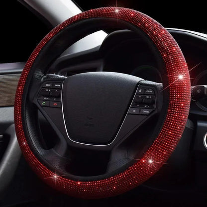 Capa de Volante de Carro 37/38cm Universal Strass Diamante Brilhante Elasticidade Acessórios Internos para Carro Para Quatro Estações