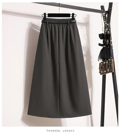 Women's Solid Simplicity Casual Chic Skirt Plus Size Suit Skirts Autumn Winter Fashion New A-line Temperament Large Size Skirt