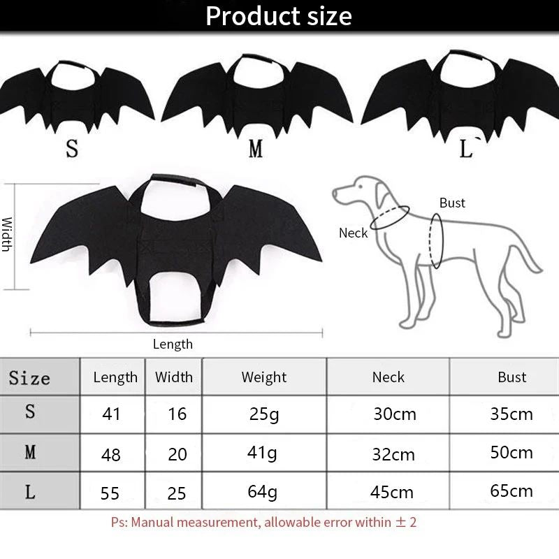 Roupa de Halloween para Cães e Gatos Fantasia Asa de Morcego Preta Colete Cosplay Festa Acessórios para Pets Cães Gatos Decoração