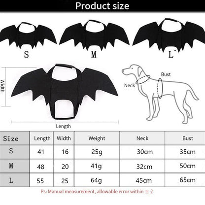 Roupa de Halloween para Cães e Gatos Fantasia Asa de Morcego Preta Colete Cosplay Festa Acessórios para Pets Cães Gatos Decoração