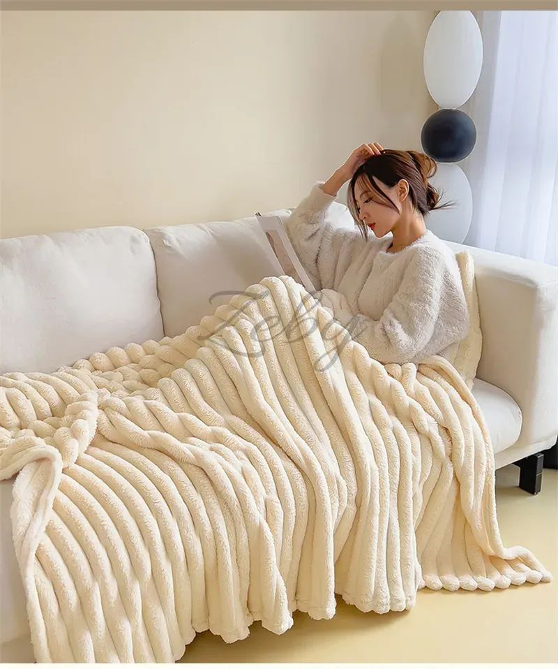 Imitation Rabbit Velvet Spring Autumn Warm Blankets or Blanket and Pillowcase Soft Fluffy Warmth Throw Blankets for Sofa Napping