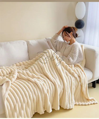Imitation Rabbit Velvet Spring Autumn Warm Blankets or Blanket and Pillowcase Soft Fluffy Warmth Throw Blankets for Sofa Napping