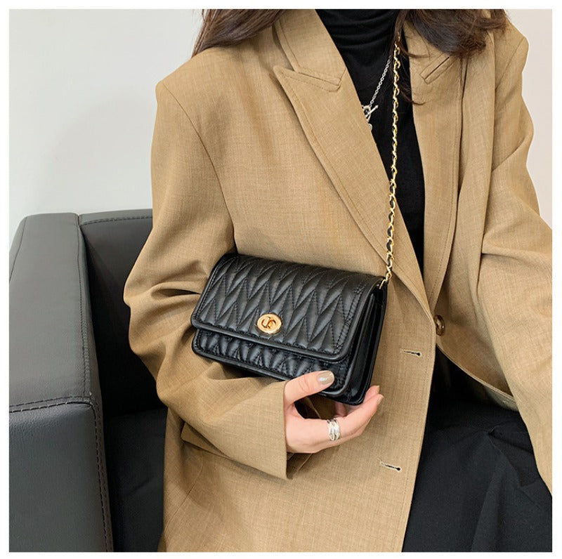 New Fashion Women's Shoulder Bag Simple Chain Texture Small Square Bag Light Luxury Party Crossbody Bag Purses and Handbags