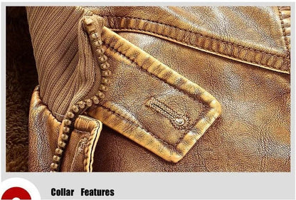 Men Slim Warm Washed Leather Motorcycle Jacket High Quality Leather Jacket Mens Standing Collar Coat Plus Size 4XL Long Parkas