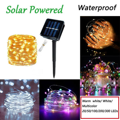 7M/12M/22M/32M LED Solar String Fairy Lights Outdoor Path Garlands Lamp Patio Waterproof Christmas Wedding Garden Street Lights