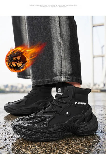 2025 Men's new breathable mesh trendy elastic band slip-on casual thick-soled sports shoes