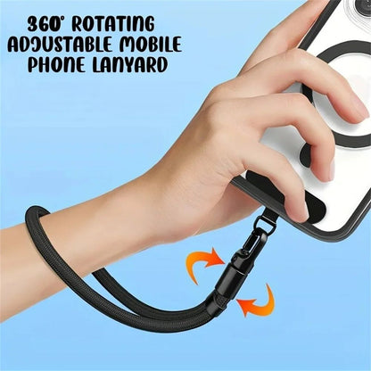 Cordão anti-queda para celular universal ajustável, pulseira curta com design de travamento automático, alça de poliéster durável para celular