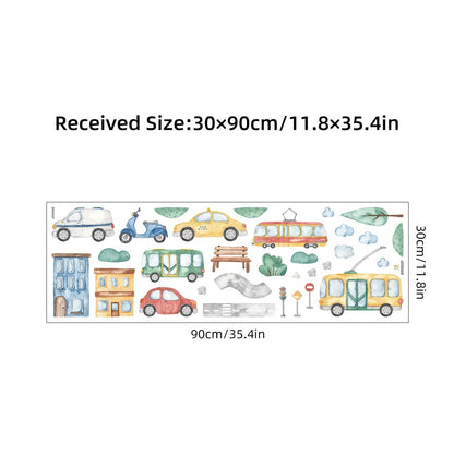 Cartoon Tree Bus Car Wall Stickers for Kids Room Home Decor Accessories Living Room Child Bedroom Decoration Baby Nursery