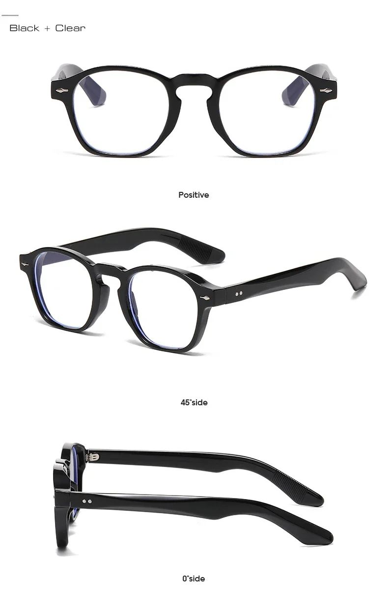 JNPCXI Retro Rivets Men Square Sunglasses Fashion Blue Green Trending Shades UV400 Women Clear Frame