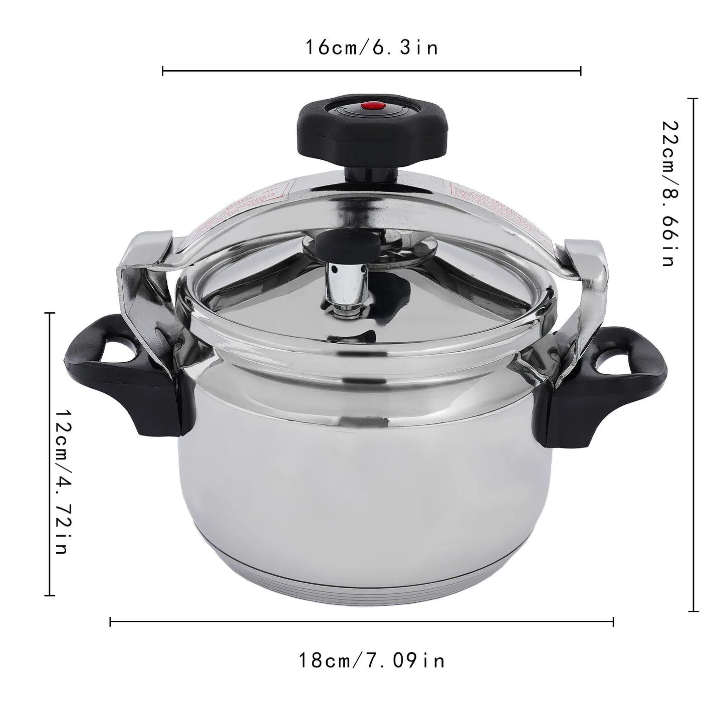 Panela de Pressão de Alumínio Compatível com Indução com Válvula de Mola Dispositivos de Segurança 3L/3.17Qt Capacidade Para Fogão Elétrico, a Gás