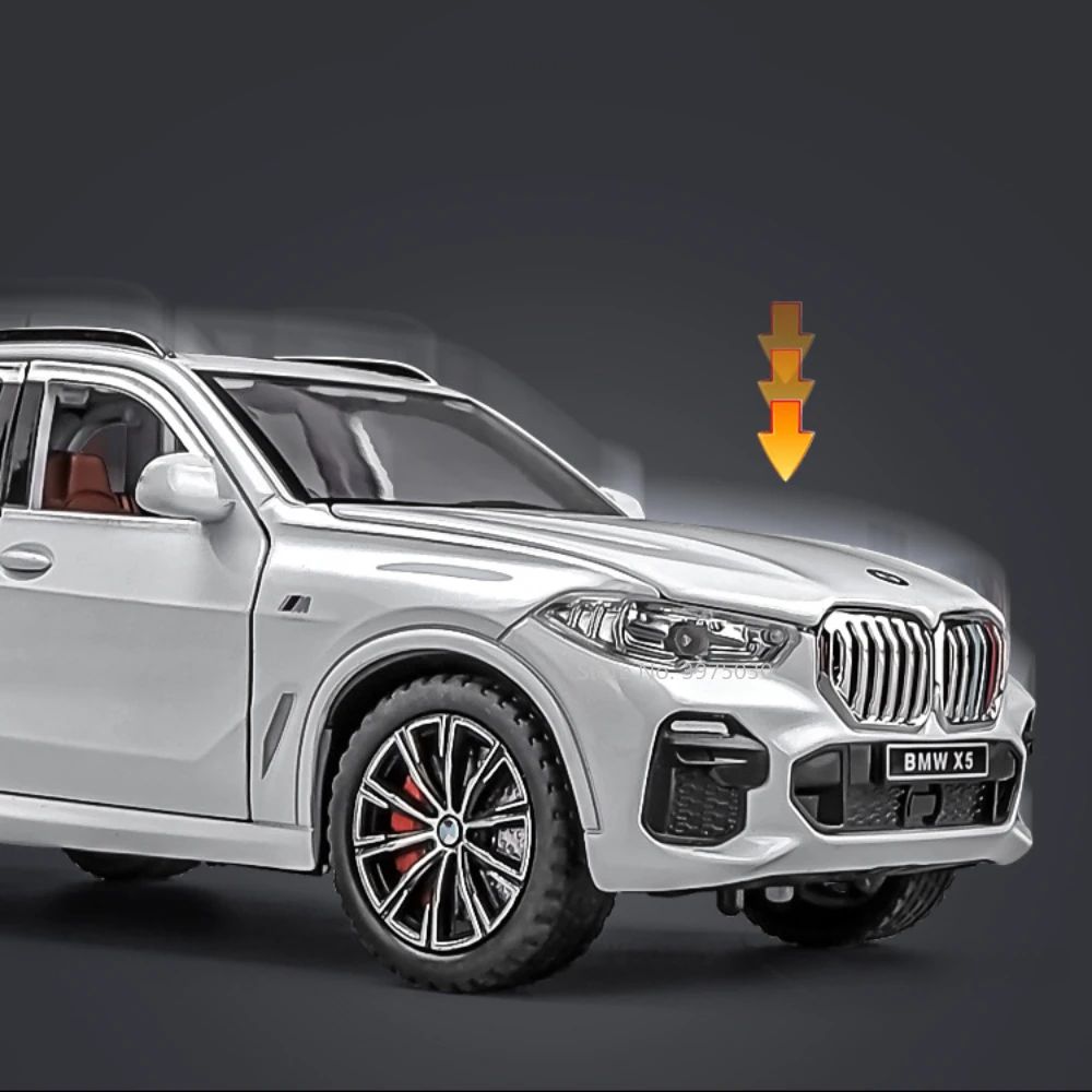 1:24 BMW X5 Modelos Carros em Miniatura SUV 6 Portas Abertas Veículos Pneus de Borracha com Luz de Som Carro Brinquedos Educacionais Infantis