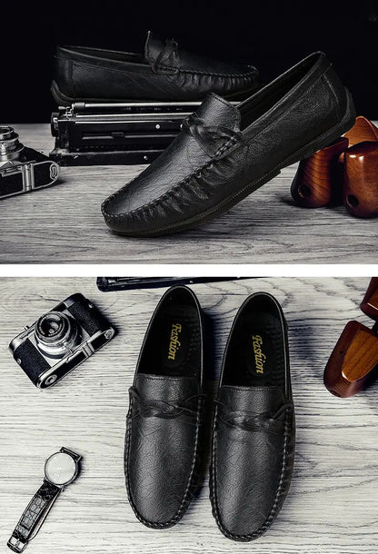 High Quality Leather Men Casual Shoes Comfortable Light Men Loafers Formal Men Dress Shoes Breathable Slip on Men Driving Shoes