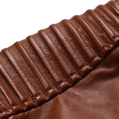 Zipper Korean Fashion Leather Sheepskin Trend Casual Fit Slim Baseball Clothes Men Leather Jacket Autumn New Men Leather Coat