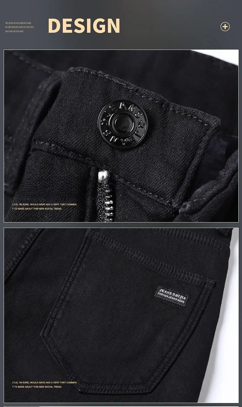 2025 New Winter Men Black Straight Stretch Denim Thick Velvet Pants Warm Jeans Casual Fleece Line Trousers Male Plus Size