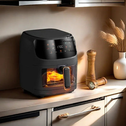 Fritadeira Airfryer 8L Forno Smart Touch de Grande Capacidade Visual Multifuncional Elétrico Fritadeira Air Fryer Máquina de Batata Frita