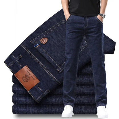 Calça Jeans Masculina de Marca de Luxo Stretch Reta Casual Slim Fit Jeans Masculino Design Clássico de Negócios Calça Tamanho Grande
