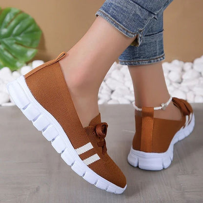 Fashion Striped Knitted Flats Women 2025 Summer Soft Sole Non Slip Walking Shoes Woman Plus Size 36-43 Low Heel Loafer Female