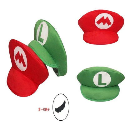 Super Marios Bros Cartoon Hat  Adult Kids Game Super Luigi Bors Cosplay Hats Red Green Cap Children Cosplay Gifts