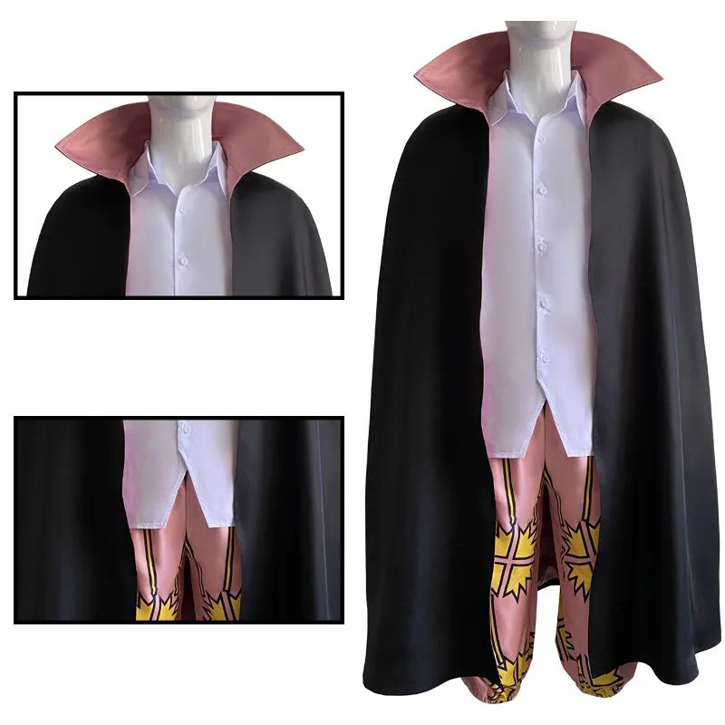 Anime Film Red Shanks Cosplay Costume pour Adultes Hommes,  Anime Tralike Coat, Full Outfit, Halloween Party, Red Hair Pirate