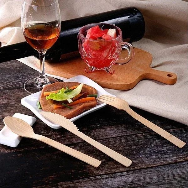 Conjunto Portátil de Talheres Reutilizáveis de Bambu Garfo Faca Colher de Madeira com Estojo de Viagem Utensílios de Cozinha Ecológicos