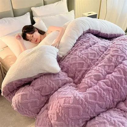 Manta de Cama Grossa de Inverno Quente de Alta Qualidade Cordeiro Artificial Caxemira Cobertores Pesados Edredom de Inverno Mais Grosso e Quente