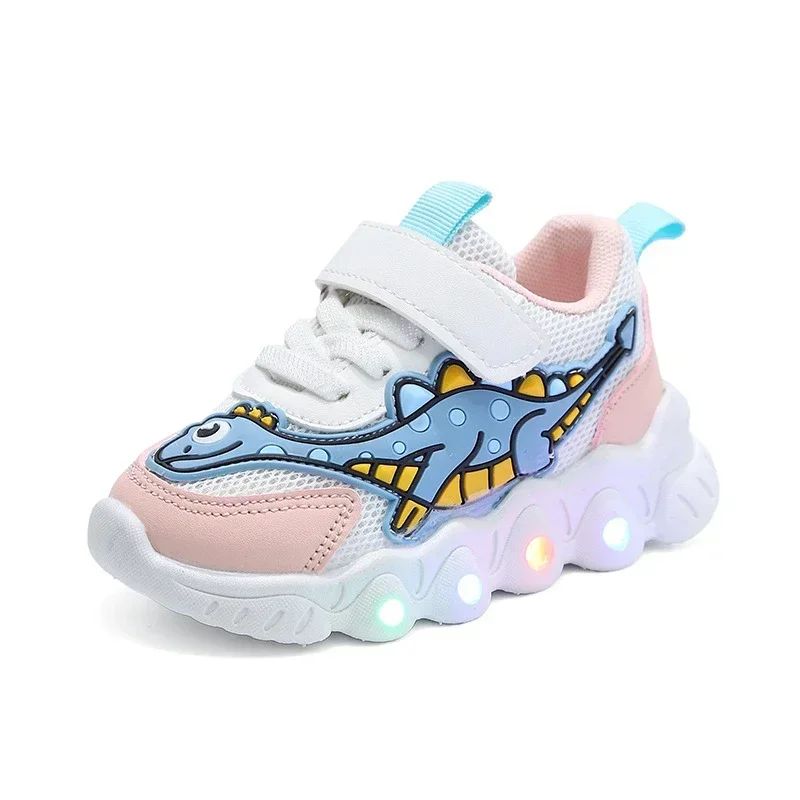 LED Children Cute Cartoon Boys Casual Sneaker for Children Shoes Girl Mesh Breathable Lighting Shoes Baby Illuminated Shoe
