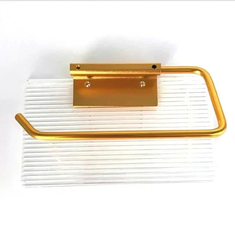 Luxury Gold Toilet Paper Holder with Shelf No Punching Acrylic Roll Paper Holder Tissue Hanger Bathroom Accessories  Bathroom