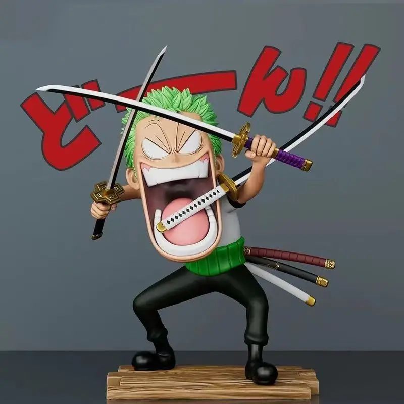 Conjunto de 3 peças One Piece Hungry Trio, Capitão Sanji, Monkey D. Luffy, Roronoa Zoro, modelo de action figure divertido de anime, brinquedo colecionável
