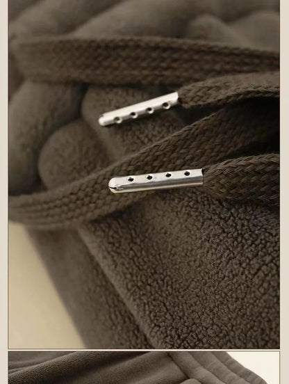Double-Sided Zippered Fleece Pants For Men Thickened Winter Warm Sweatpants Casual Loose Fit Outerwear Trousers