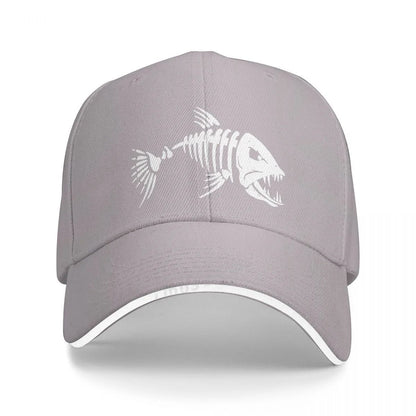 Men Outdoor Fishing Cap Fishing Hat Baseball Golf Hunting Cap With Cartoon Fish Bones Snapback Hat