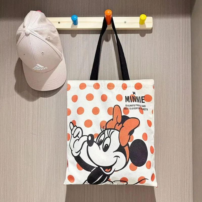 Mickey and Minnie Cartoon Creative Printed Pattern Handbag Large Capacity Fashion Canvas Shoulder Bag Female Mommy Bag